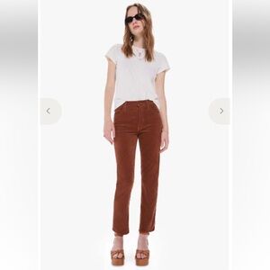 MOTHER DENIM Womens Tomcat Ankle Corduroy Pants in Friar Brown Size 27